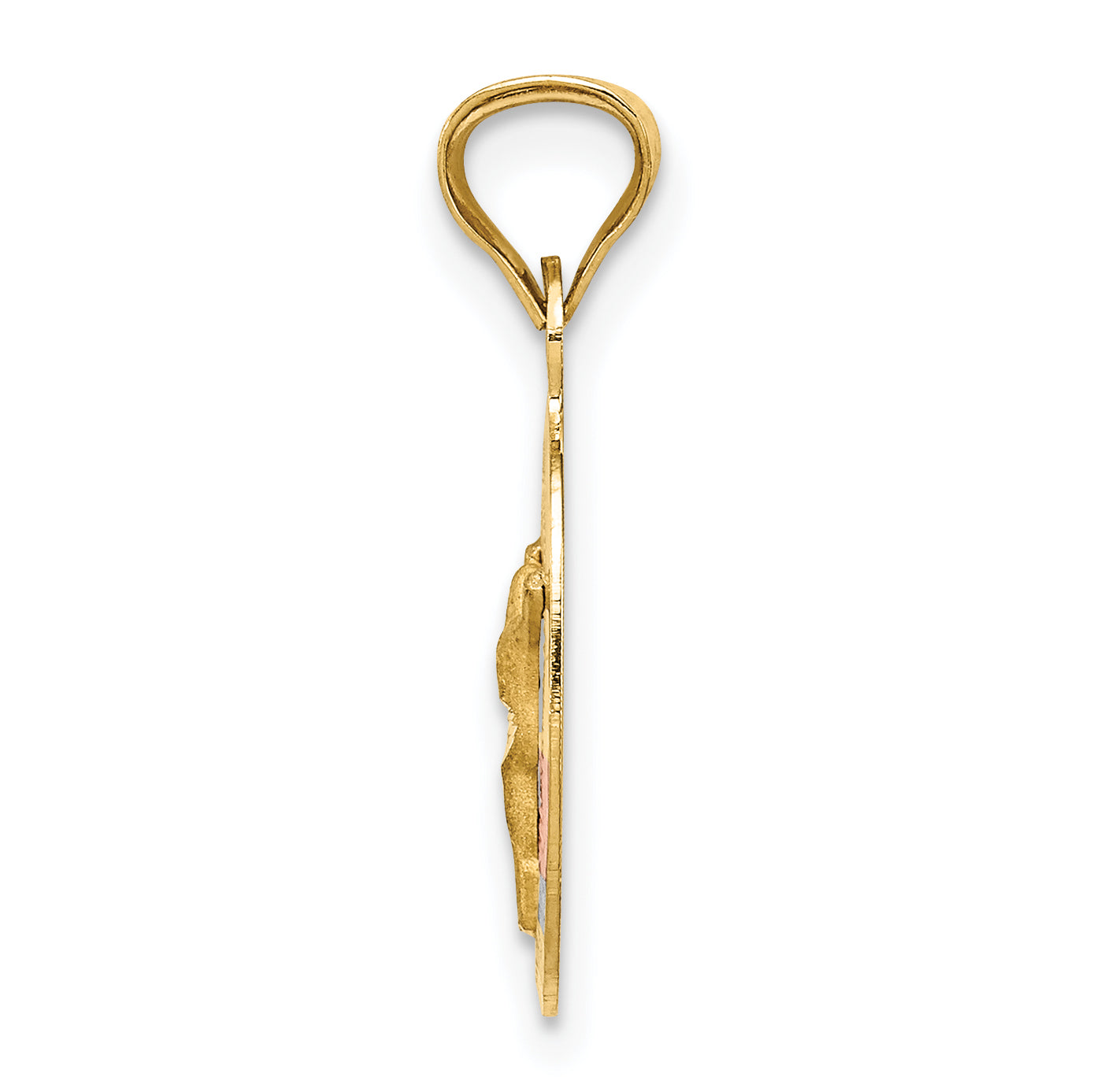 14K Yellow and Rhodium Oval Corpus Pendant - angle view