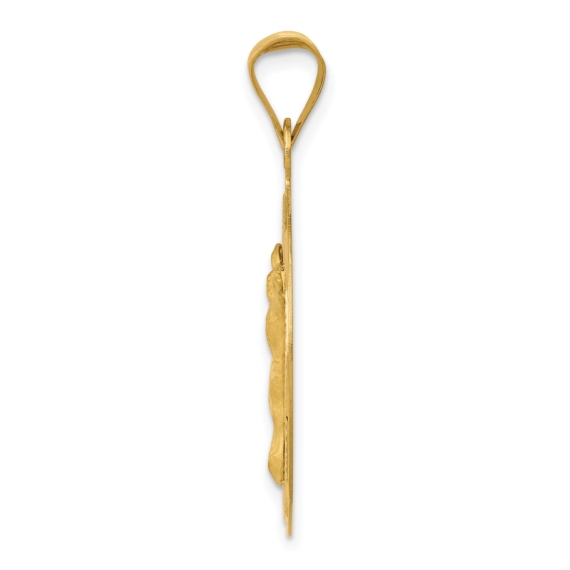 14K Yellow Gold Circle Corpus Pendant extra large - angle view