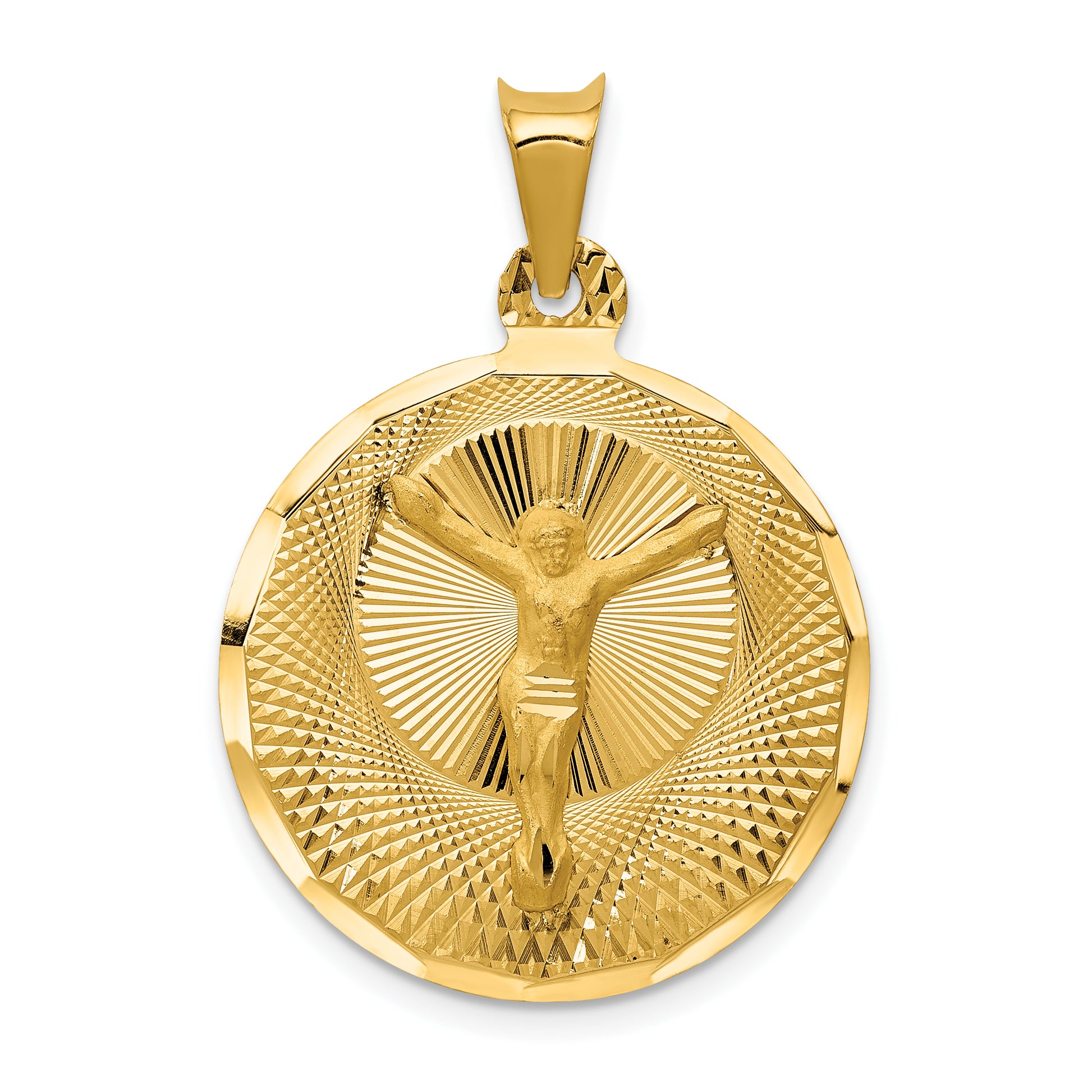 14K Yellow Gold Circle Corpus Pendant extra large - main view