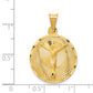 14K Yellow Gold Circle Corpus Pendant large dimension chart