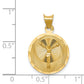 14K Yellow Gold Circle Corpus Pendant medium dimension chart
