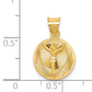 14K Yellow Gold Circle Corpus Pendant small dimension chart