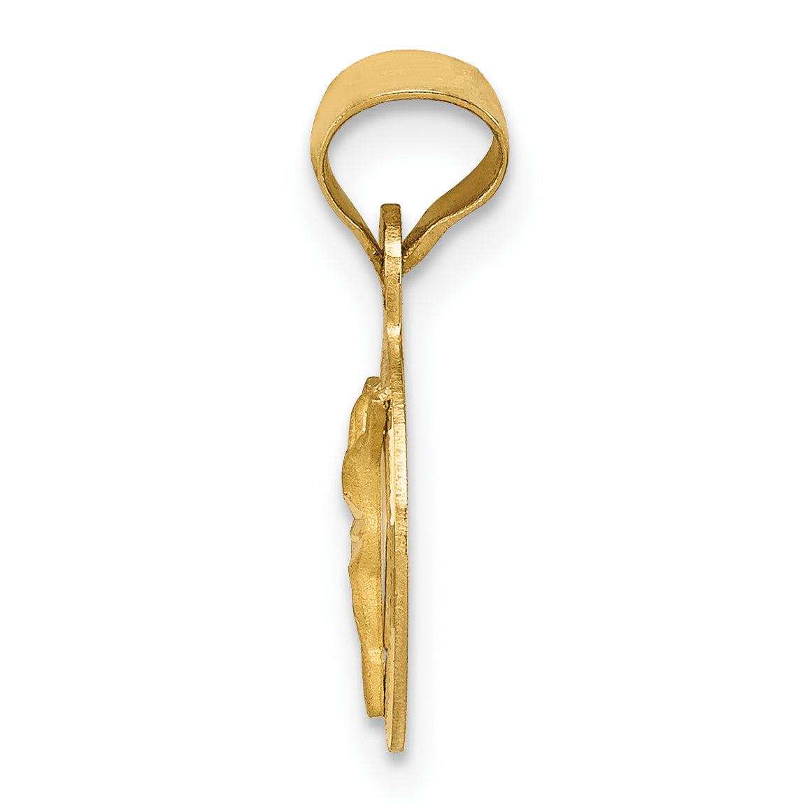 14K Yellow Gold Circle Corpus Pendant - angle view