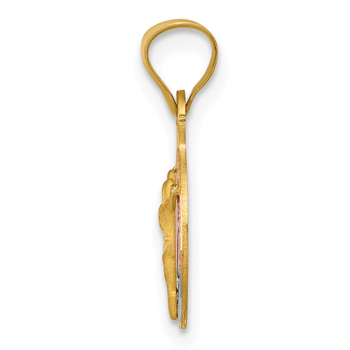 14K Yellow and Rhodium Circle Corpus Pendant - angle view