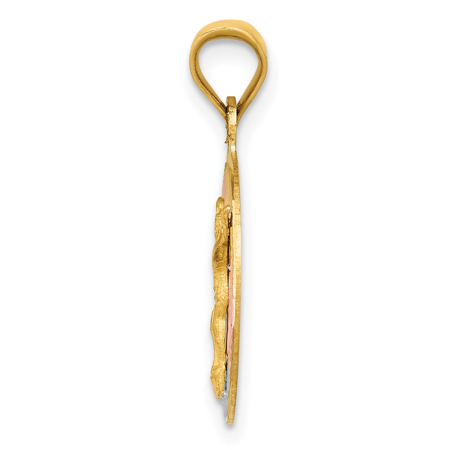 14K Yellow and Rhodium Circle Corpus Pendant large - angle view