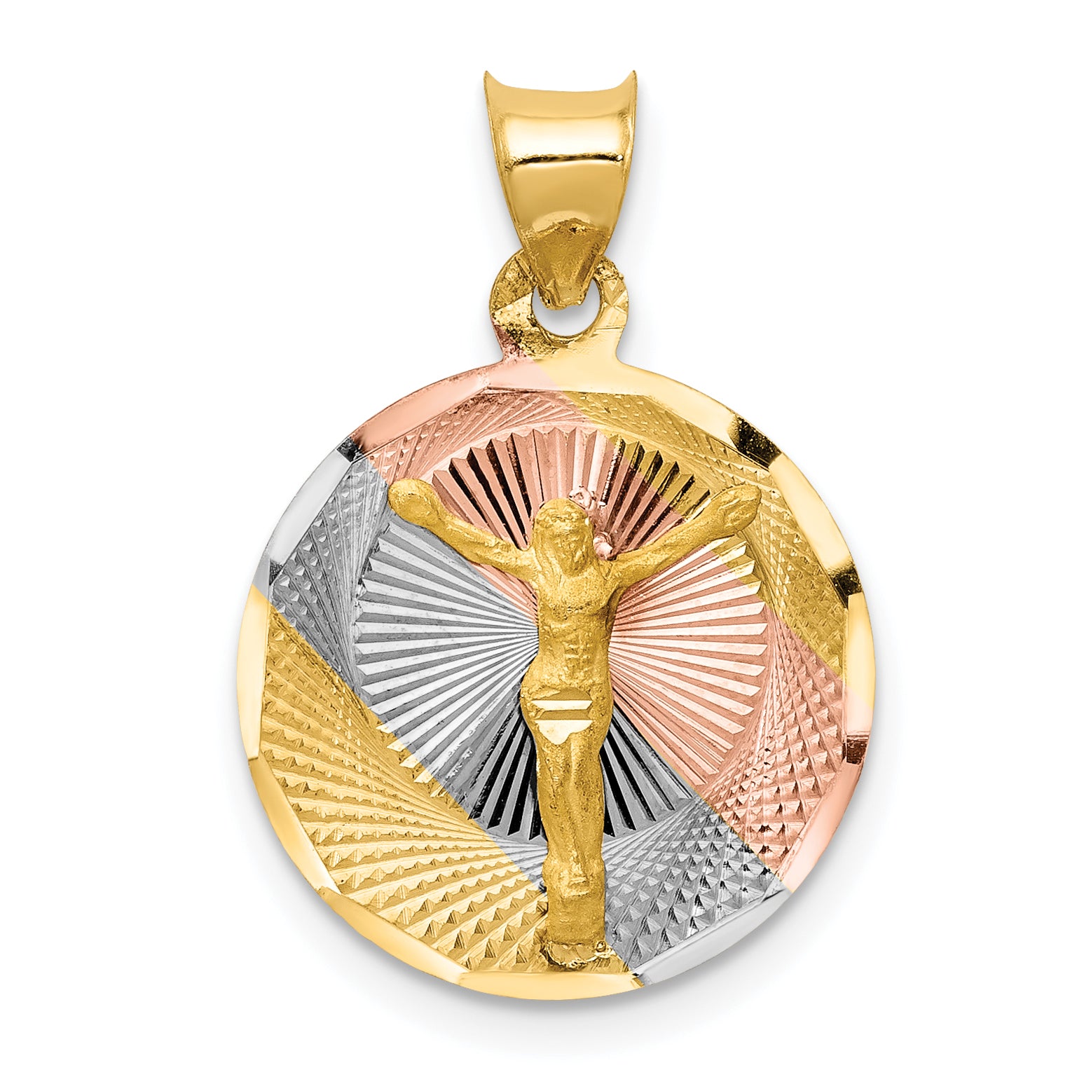 14K Yellow and Rhodium Circle Corpus Pendant large - main view