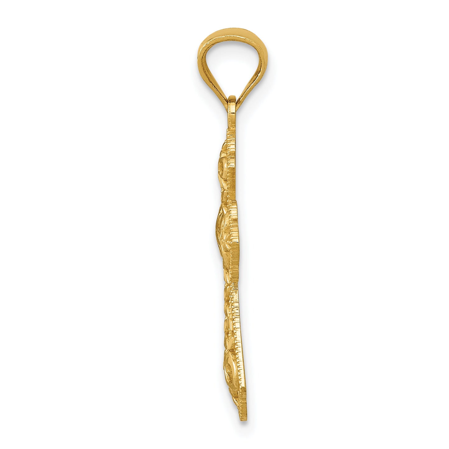 14K gold filigree cross pendant alternate view - K6273