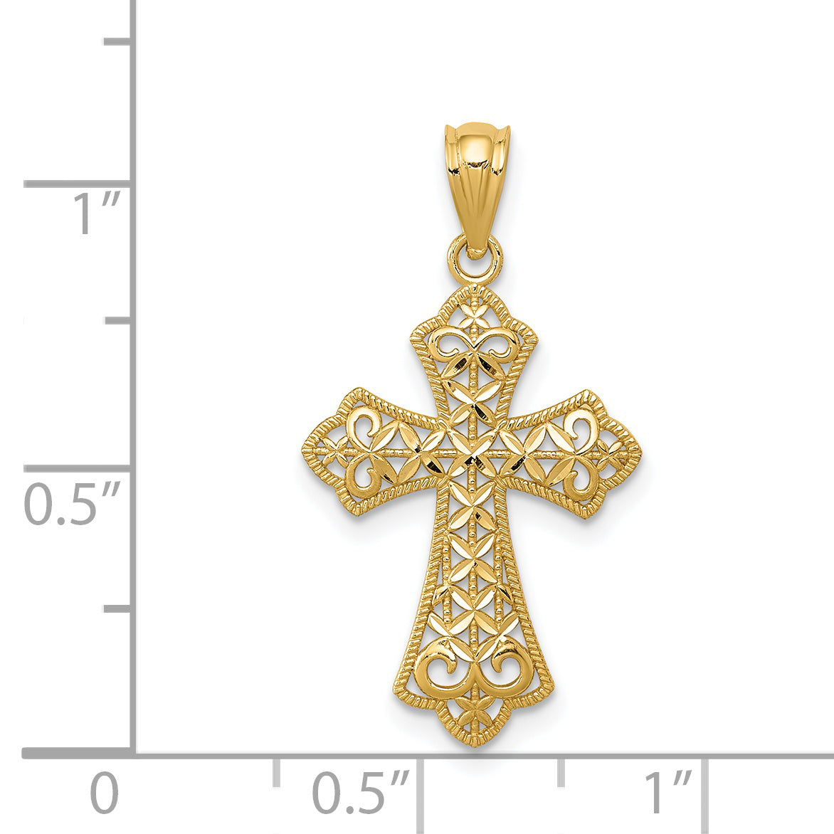 14K gold filigree cross pendant dimensions - K6273