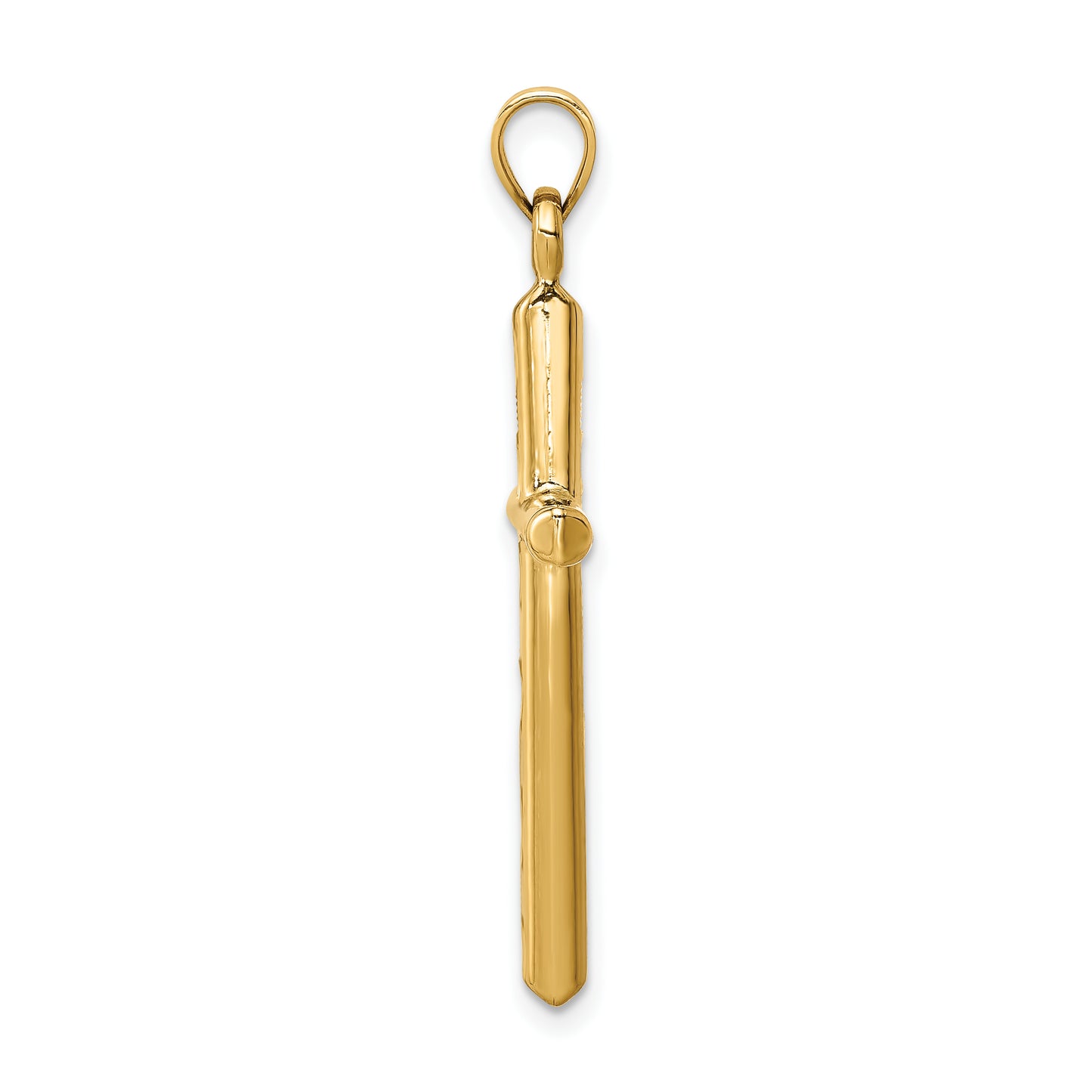 14K hollow diamond-cut cross pendant alternate view, large - K6395