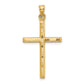 14K hollow diamond-cut cross pendant angled view, large - K6395