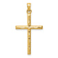 14K yellow gold hollow diamond-cut cross pendant, large - K6395
