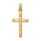 14K hollow diamond-cut cross pendant angled view, medium - K6402