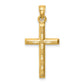 14K yellow gold hollow diamond-cut cross pendant, medium - K6402