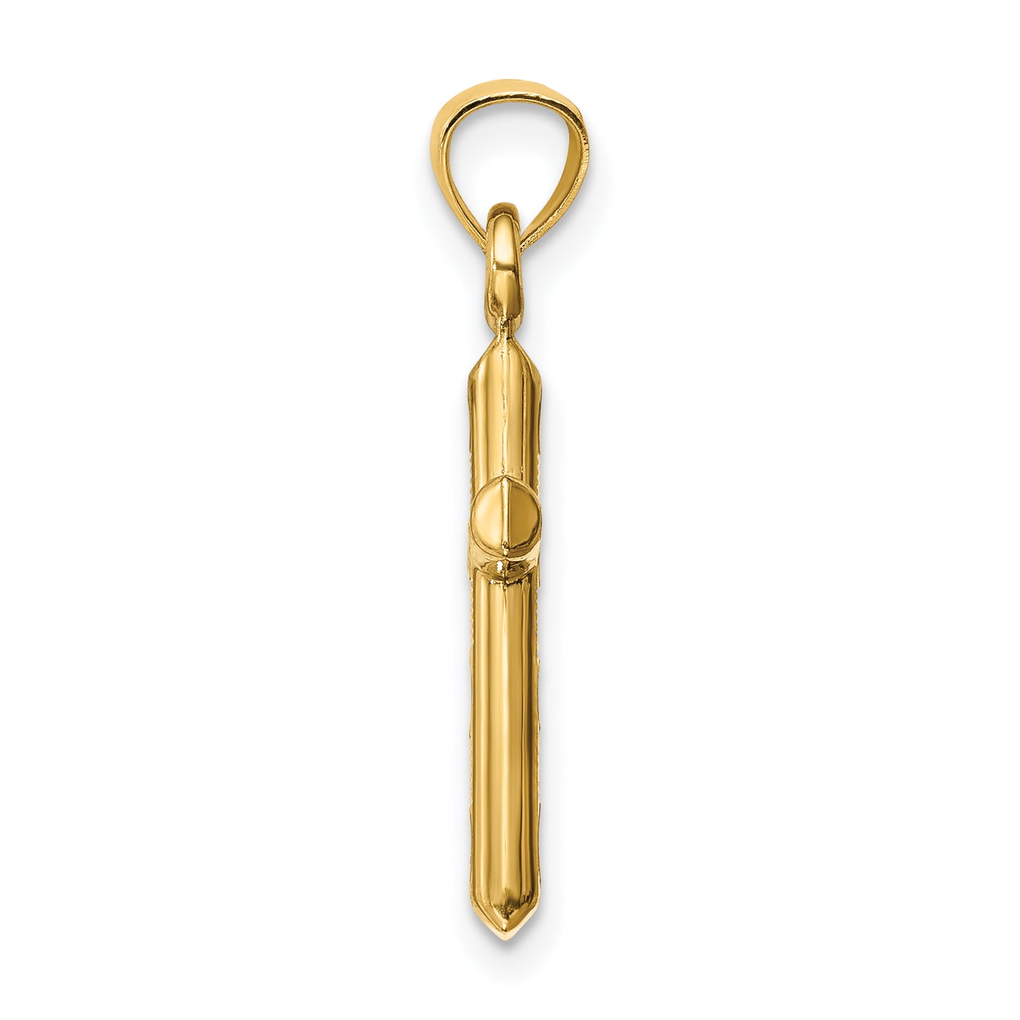 14K hollow diamond-cut cross pendant alternate view - K6403
