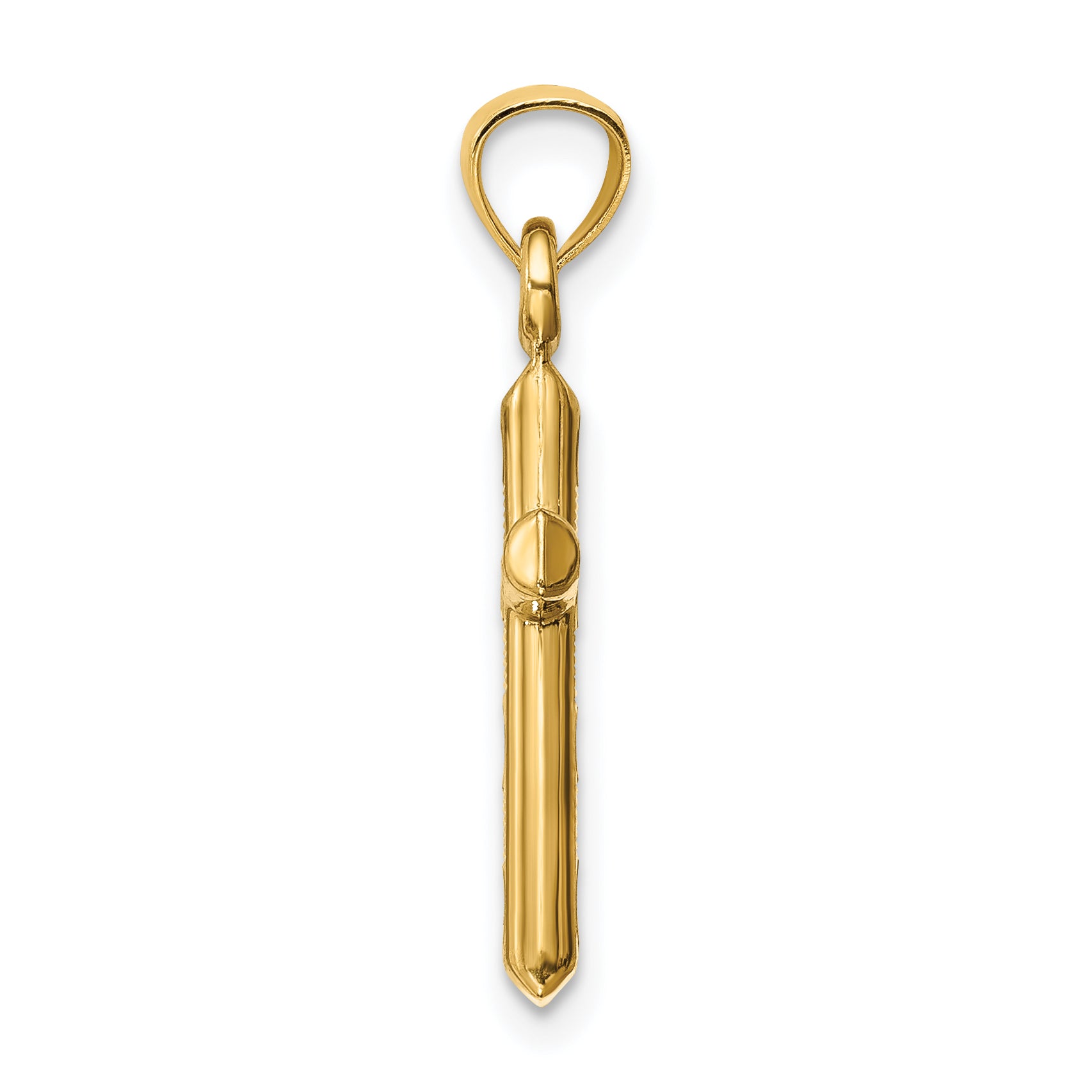 14K hollow diamond-cut cross pendant alternate view - K6403