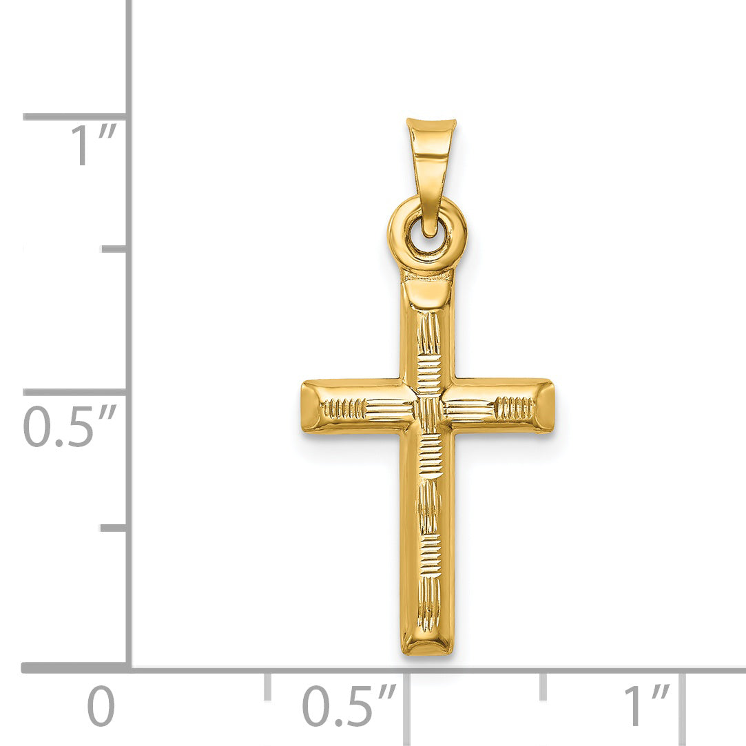 14K hollow diamond-cut cross pendant dimensions - K6403