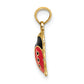 3D 14K gold enamel ladybug charm shown front and side