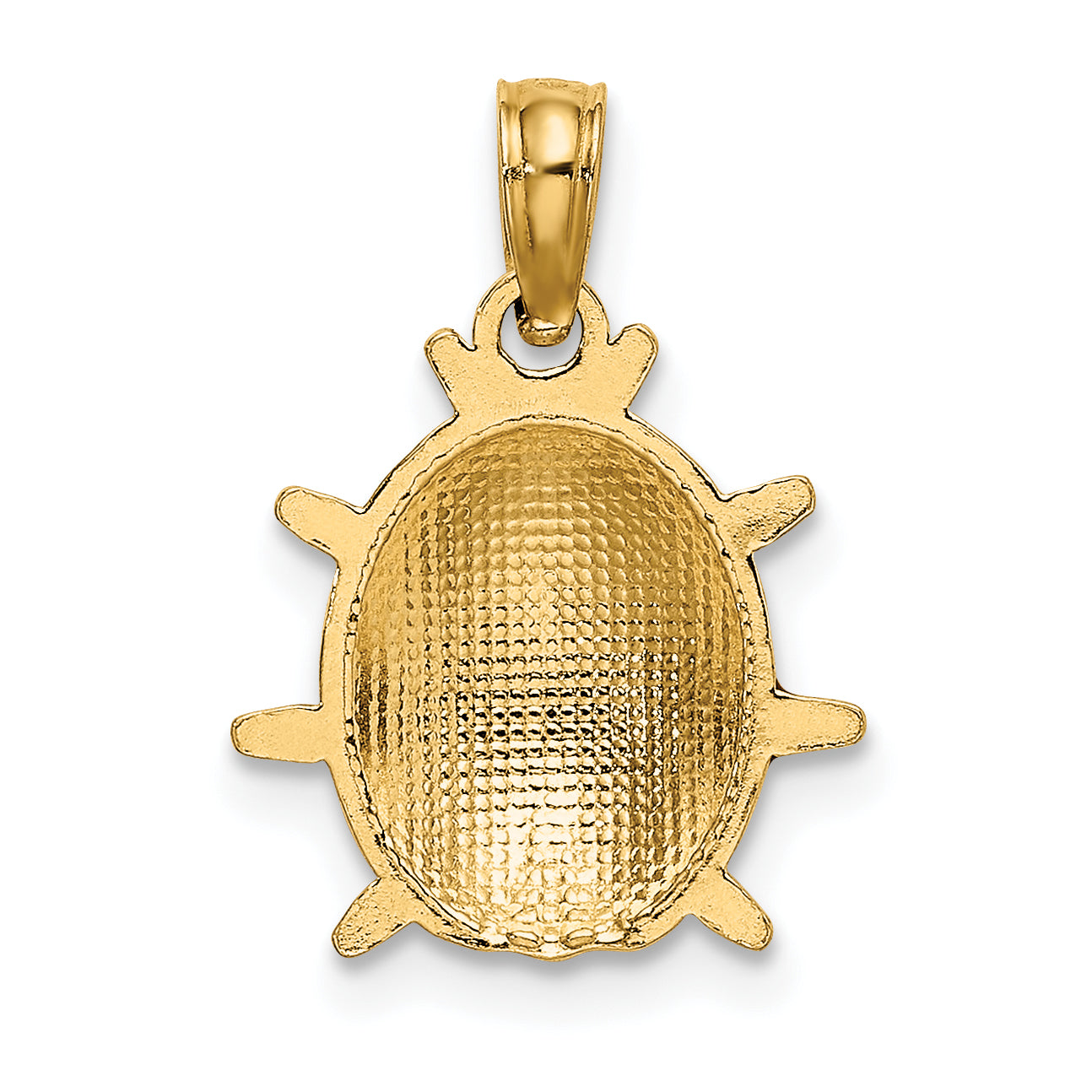3D 14K gold enamel ladybug charm detail view