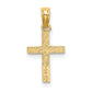 14K gold cross with heart charm detail view - K8367