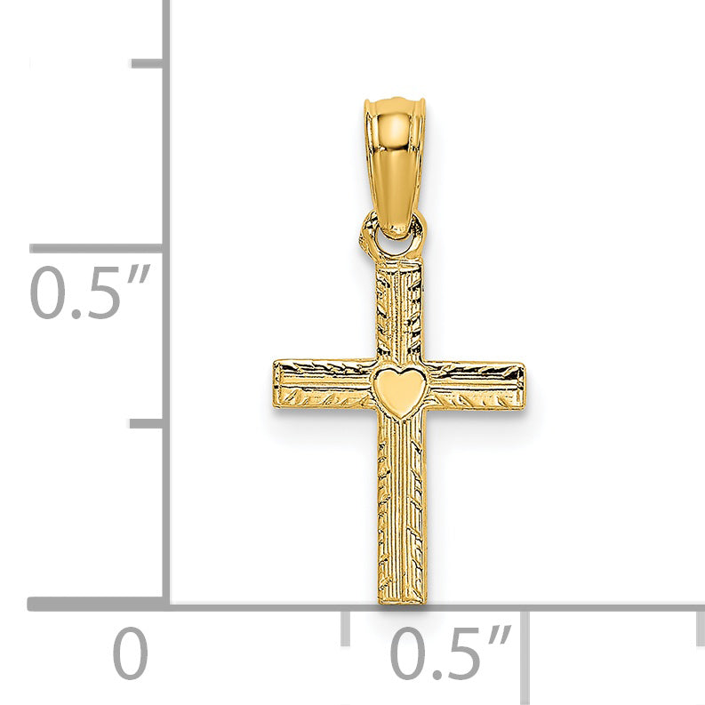 14K gold cross with heart charm dimensions - K8367