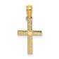 14K yellow gold diamond-cut cross with heart center charm - K8367