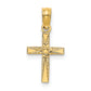 14K Yellow Gold mini flower cross charm – main view
