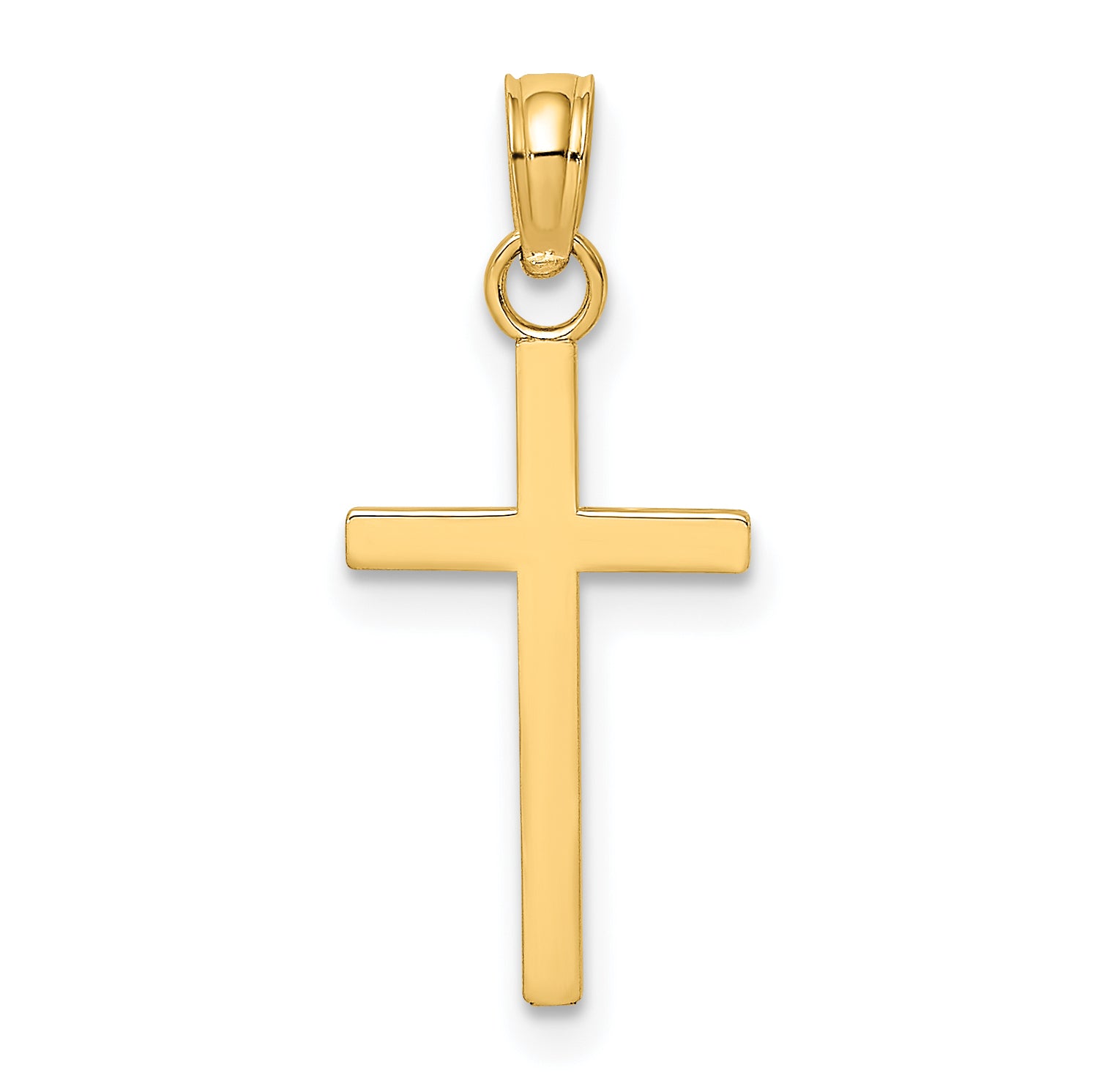 14K yellow gold polished small Latin cross charm - K8410