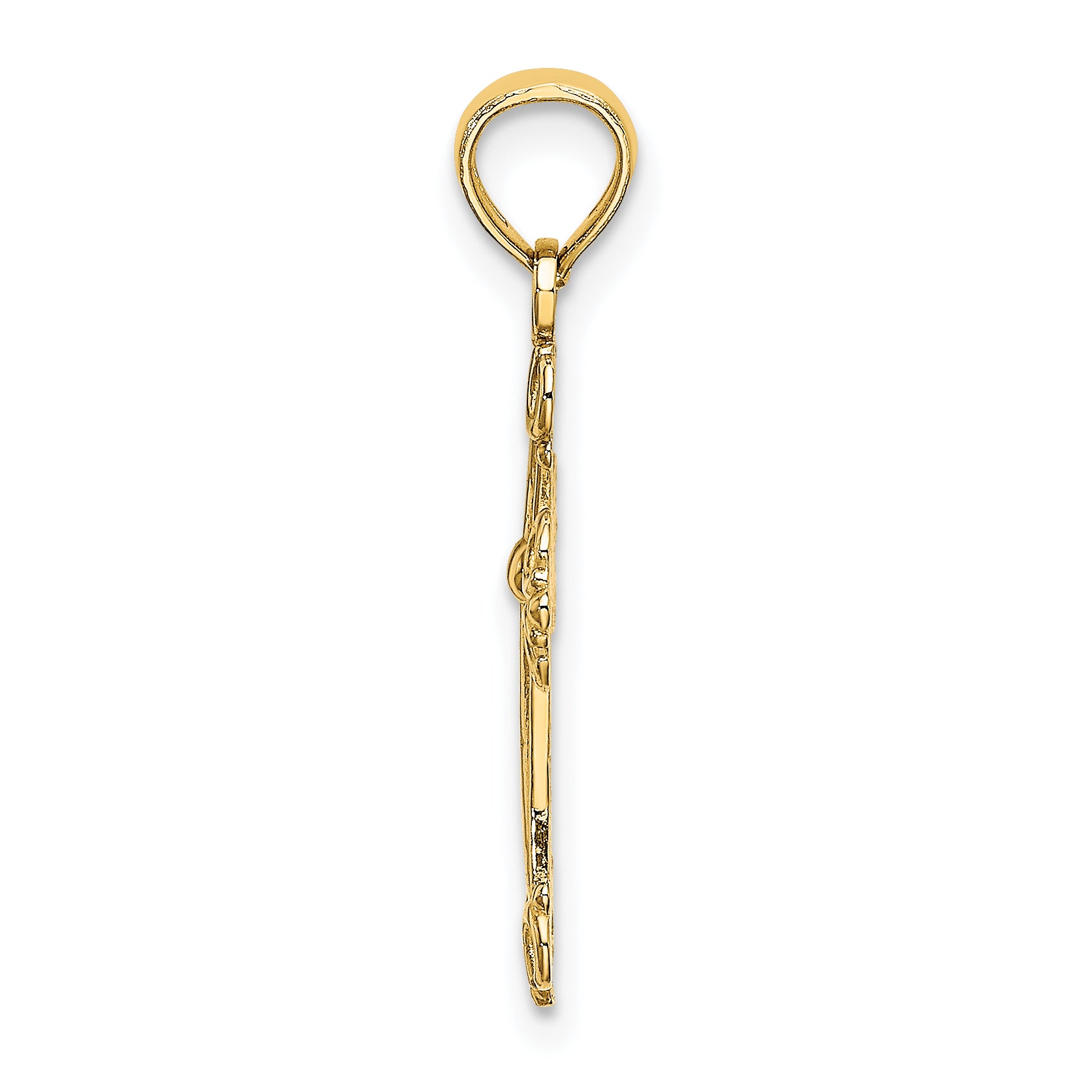 14K Gold Cross with Scroll Tips Pendant - angle view