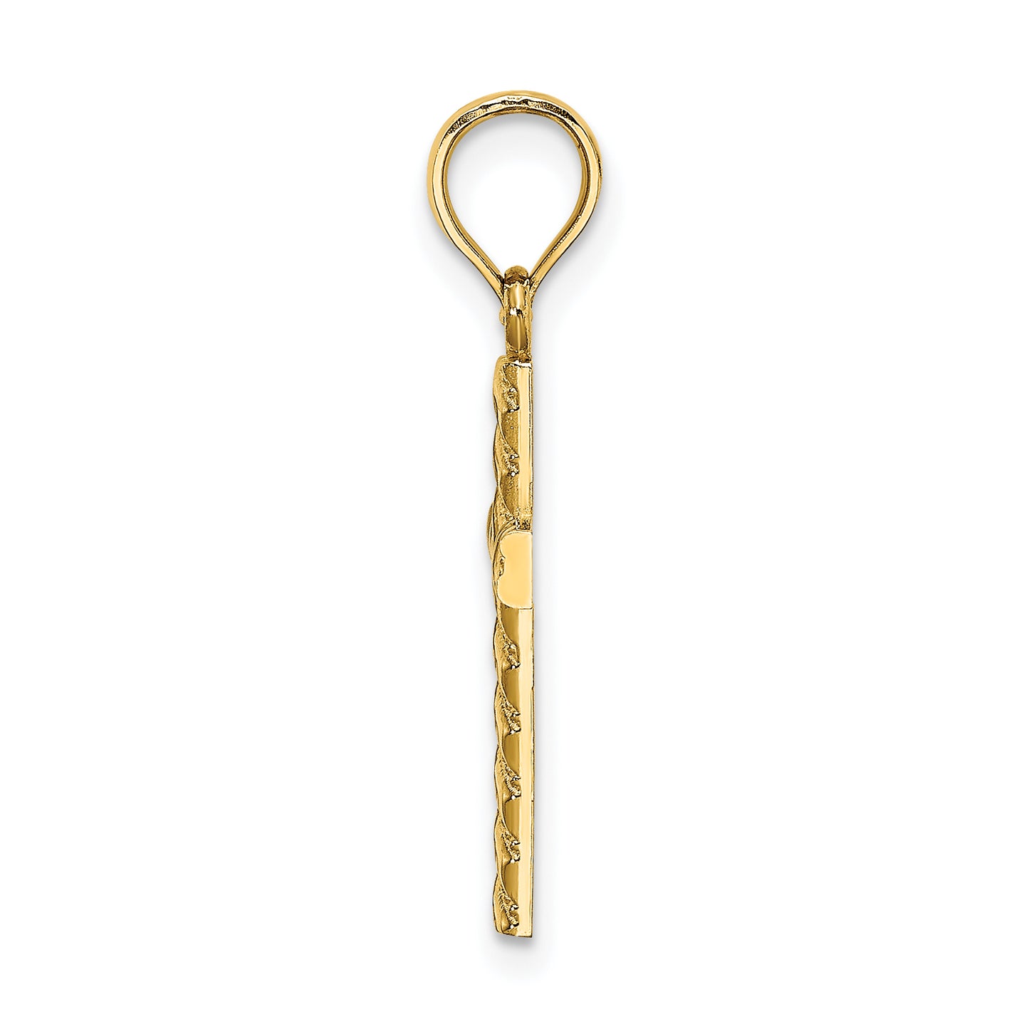 14K yellow gold beaded polished cross charm alternate view - K8548