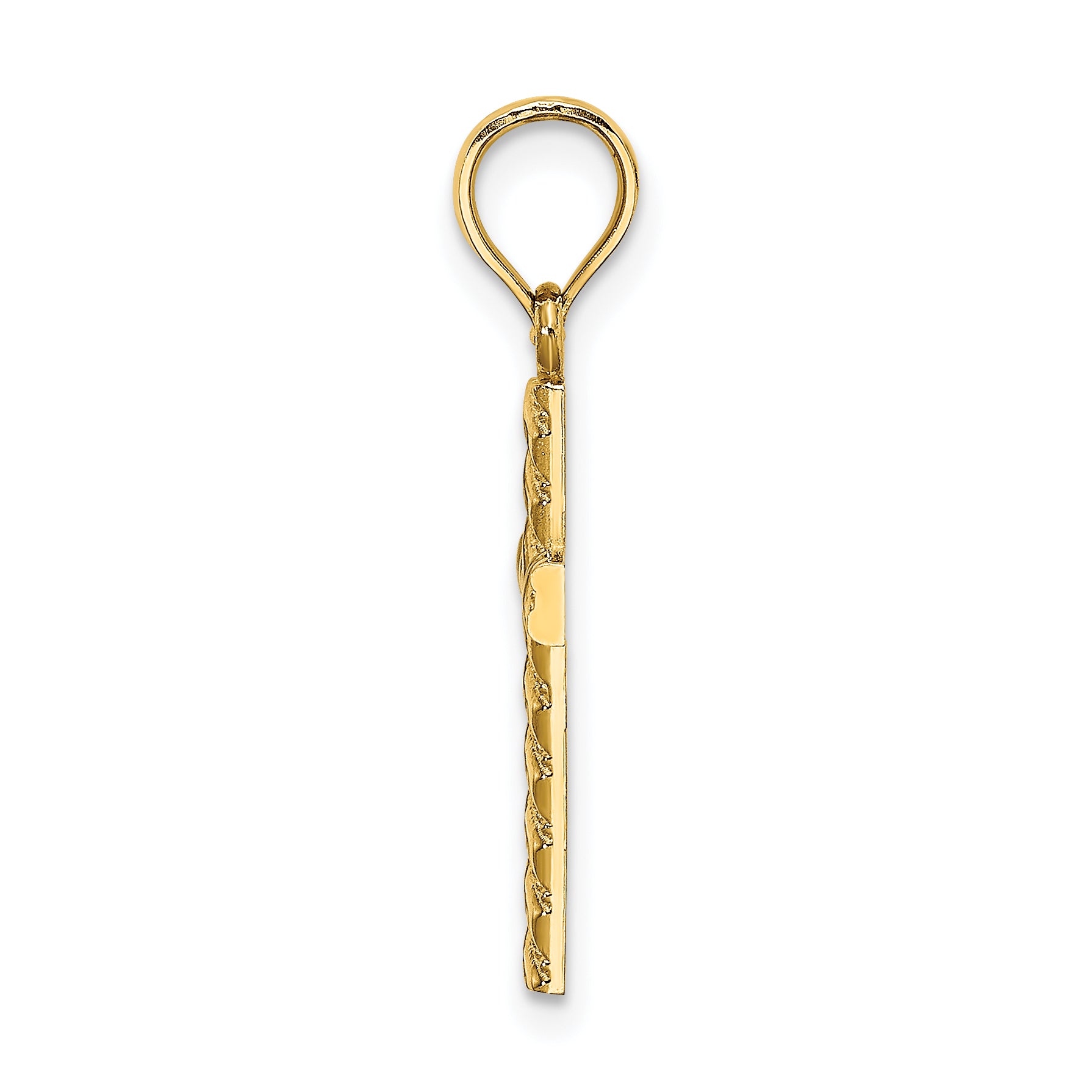 14K yellow gold beaded polished cross charm alternate view - K8548