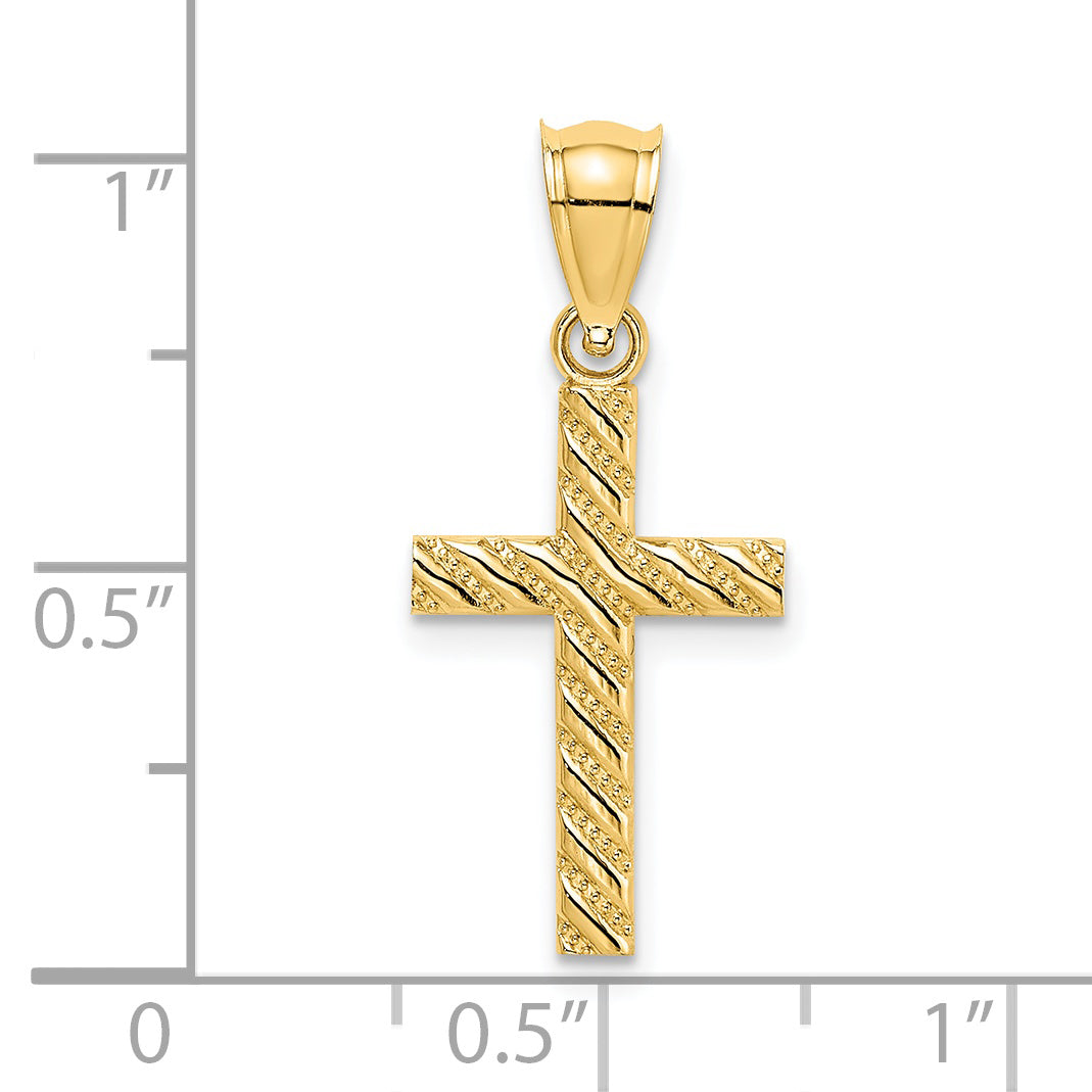 14K yellow gold beaded polished cross charm dimensions - K8548