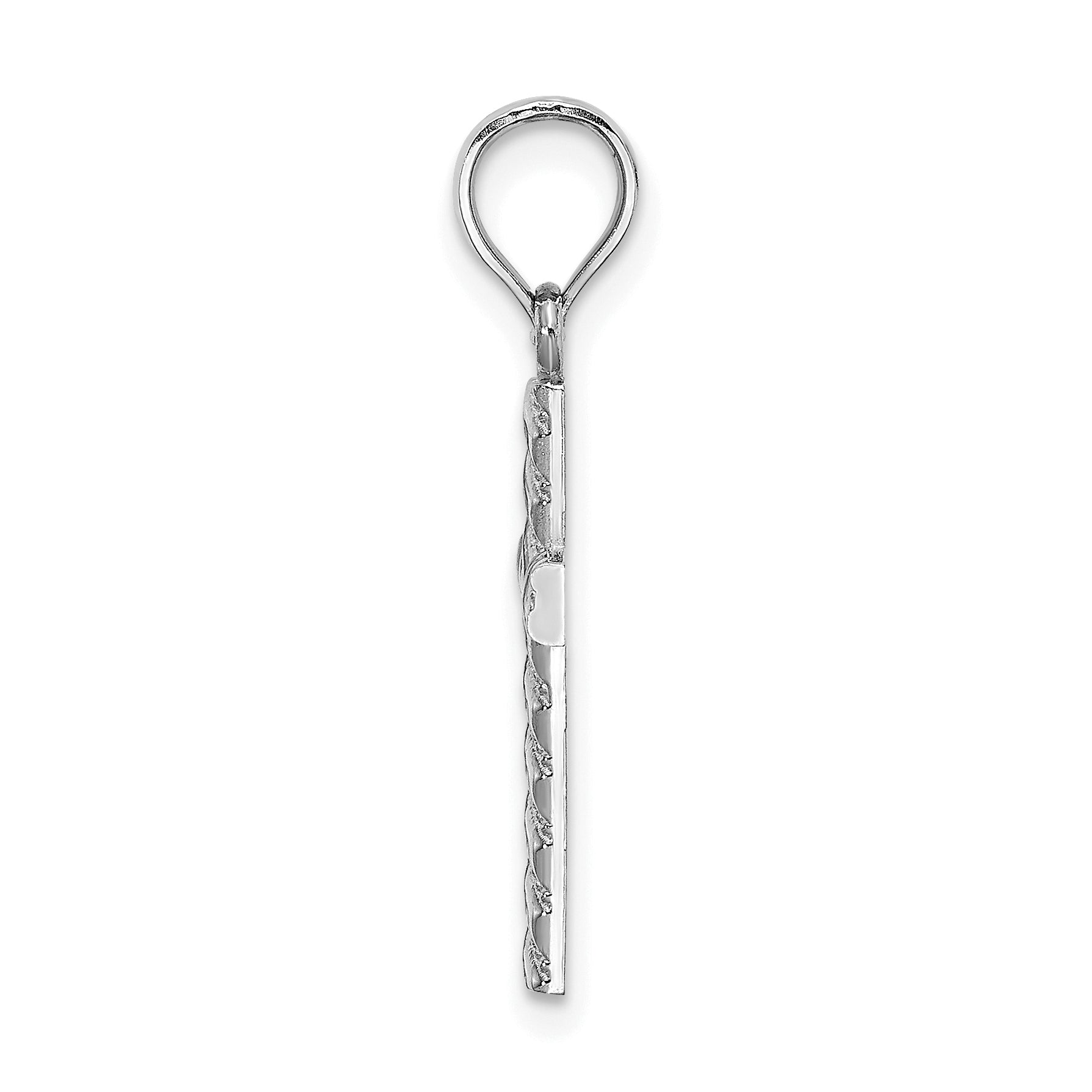 14K white gold beaded polished cross charm alternate view - K8548W