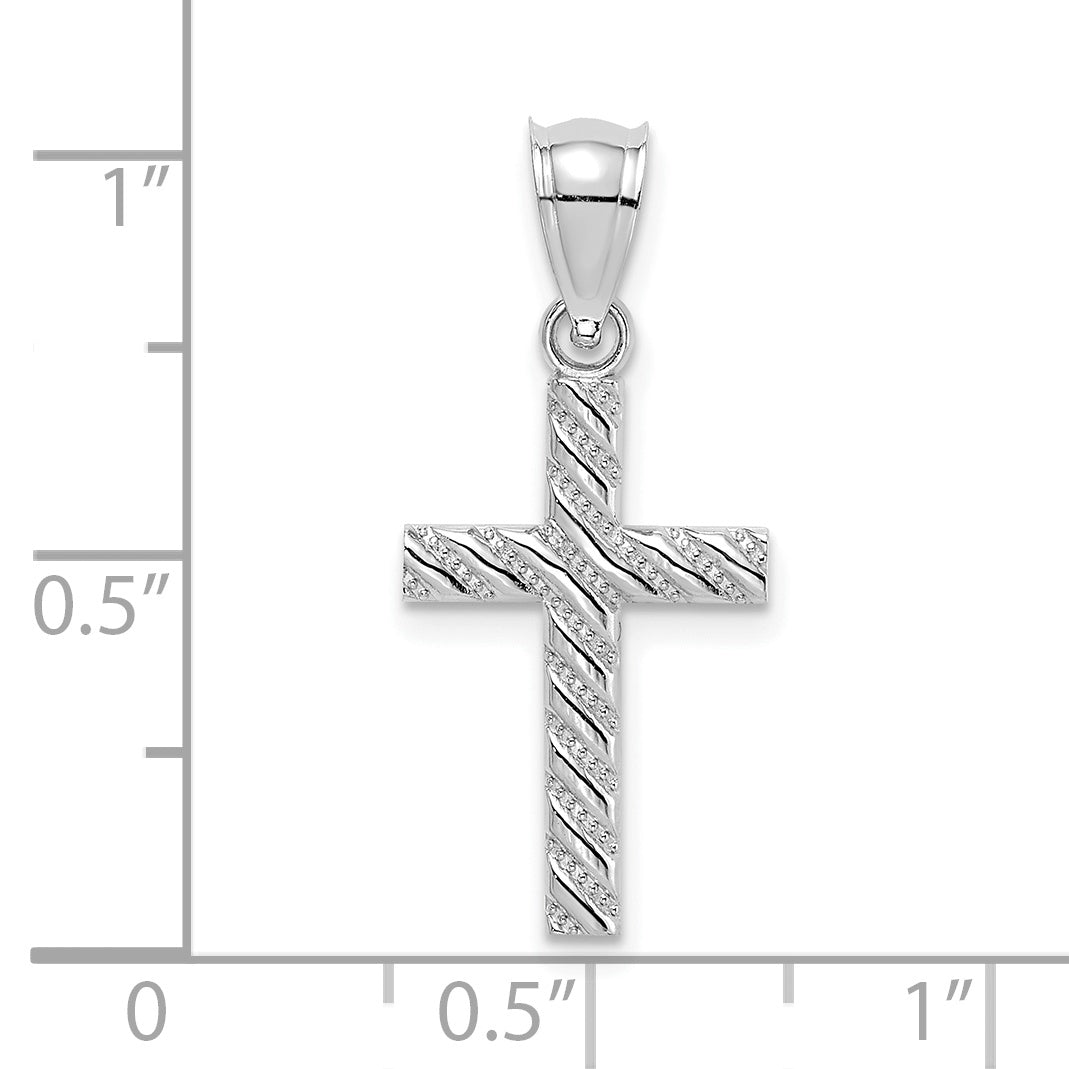 14K white gold beaded polished cross charm dimensions - K8548W