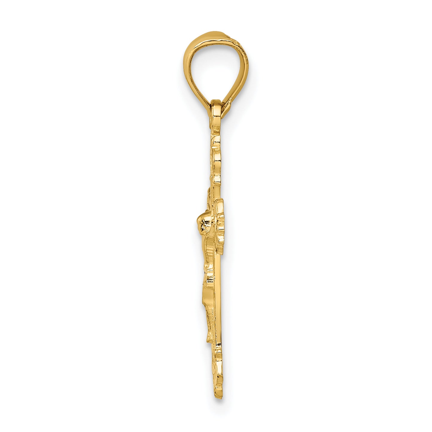 14K gold scalloped-edge crucifix charm alternate view - K8583