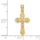 14K gold scalloped-edge crucifix charm dimensions - K8583