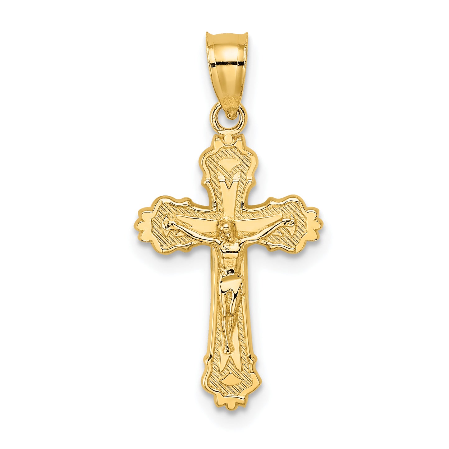 14K yellow gold scalloped-edge crucifix charm - K8583