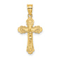 14K yellow gold scalloped-edge crucifix charm - K8583