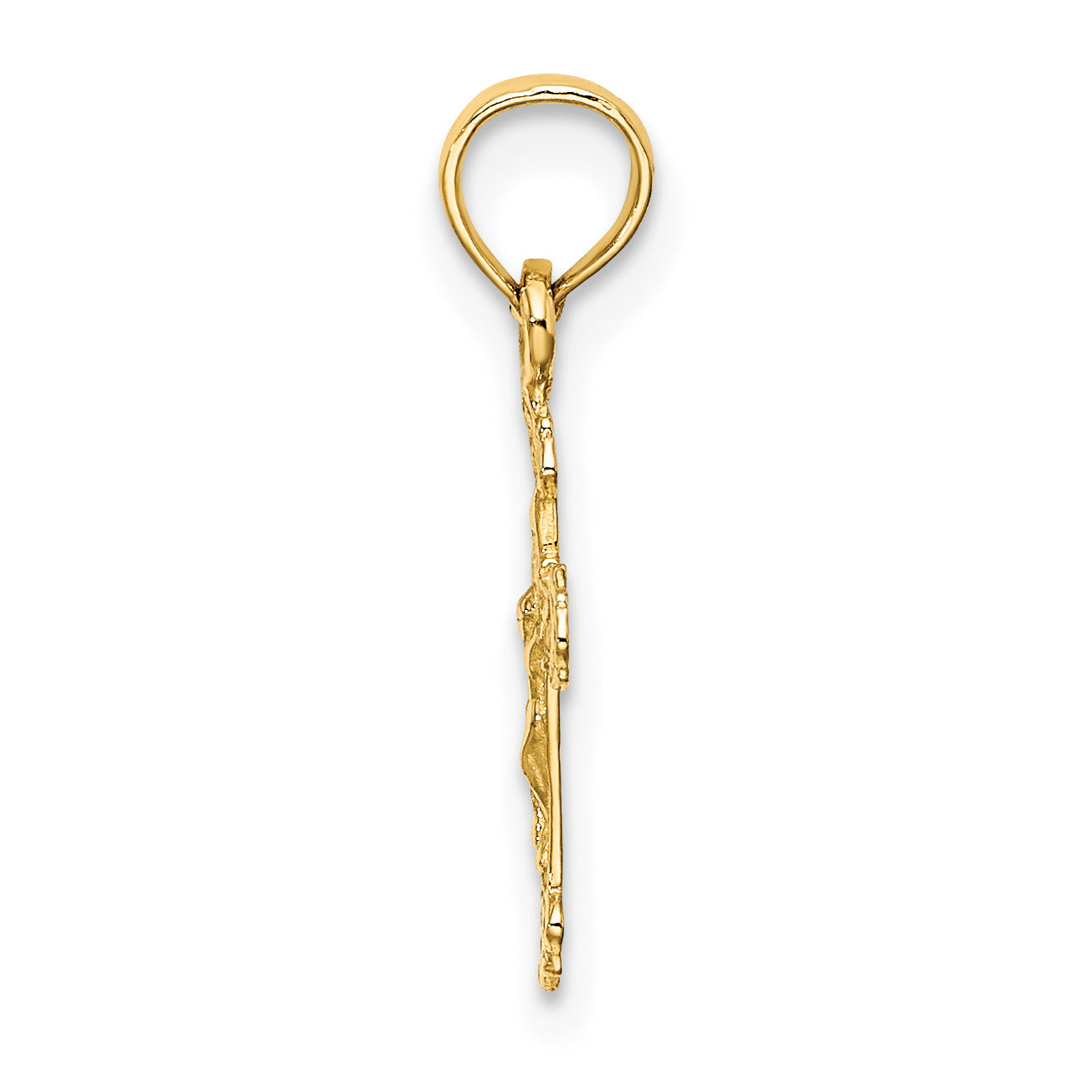 14K Gold Mini Crucifix Pendant - angle view