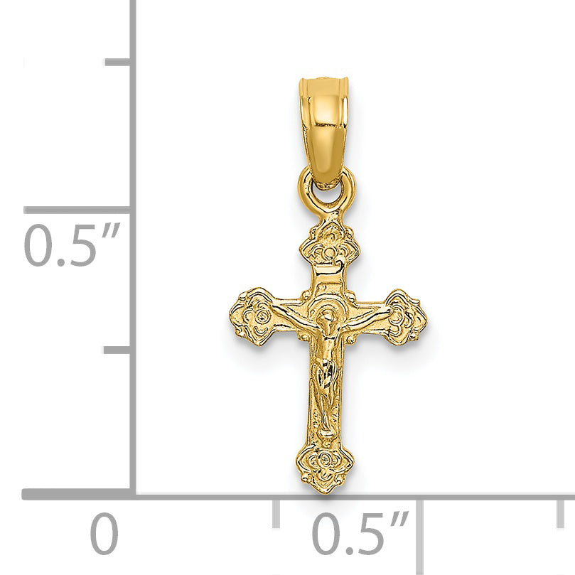 14K Gold Mini Crucifix Pendant dimension chart