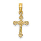 14K Gold Mini Crucifix with Fancy Tips Charm Pendant - main view