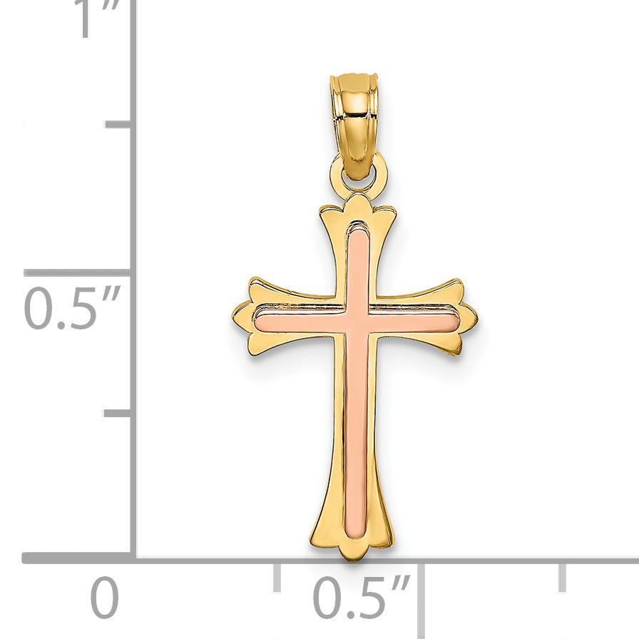 14K two-tone gold cross charm dimensions - K9067