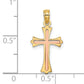 14K two-tone gold cross charm dimensions - K9067