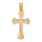 14K two-tone gold polished cross charm - K9067