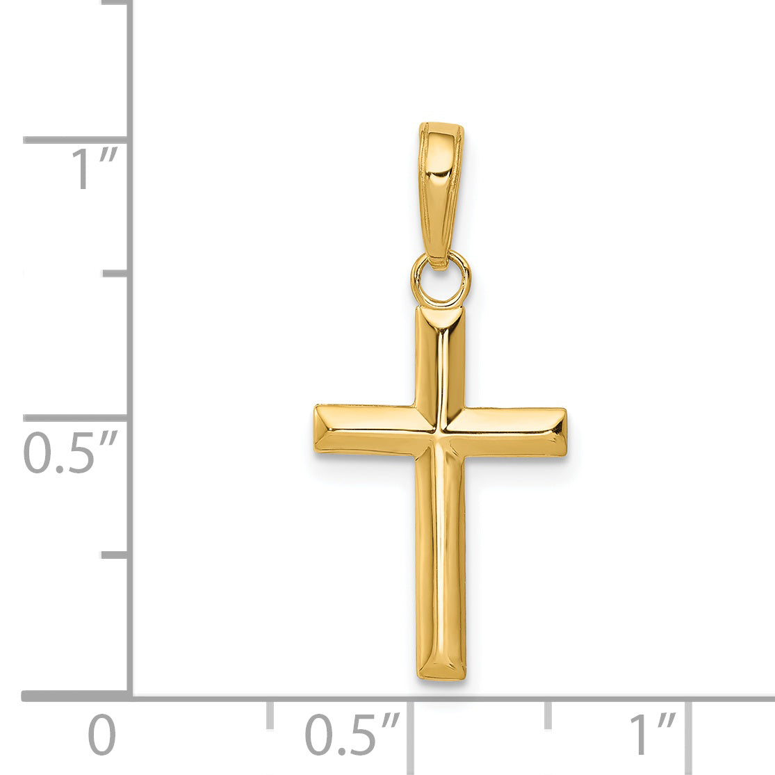 14K Yellow Gold Small Reversible Cross Pendant dimensions