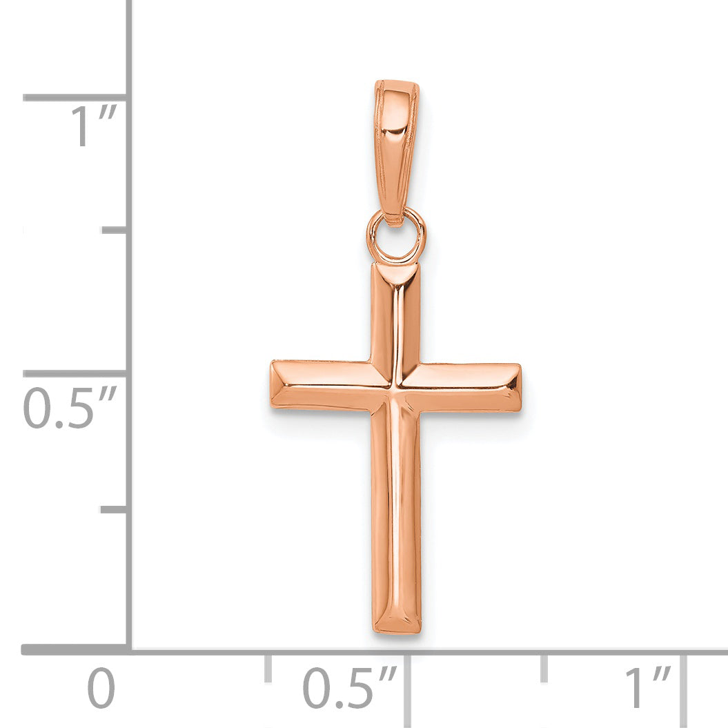 14K Rose Gold Small Reversible Cross Pendant dimensions