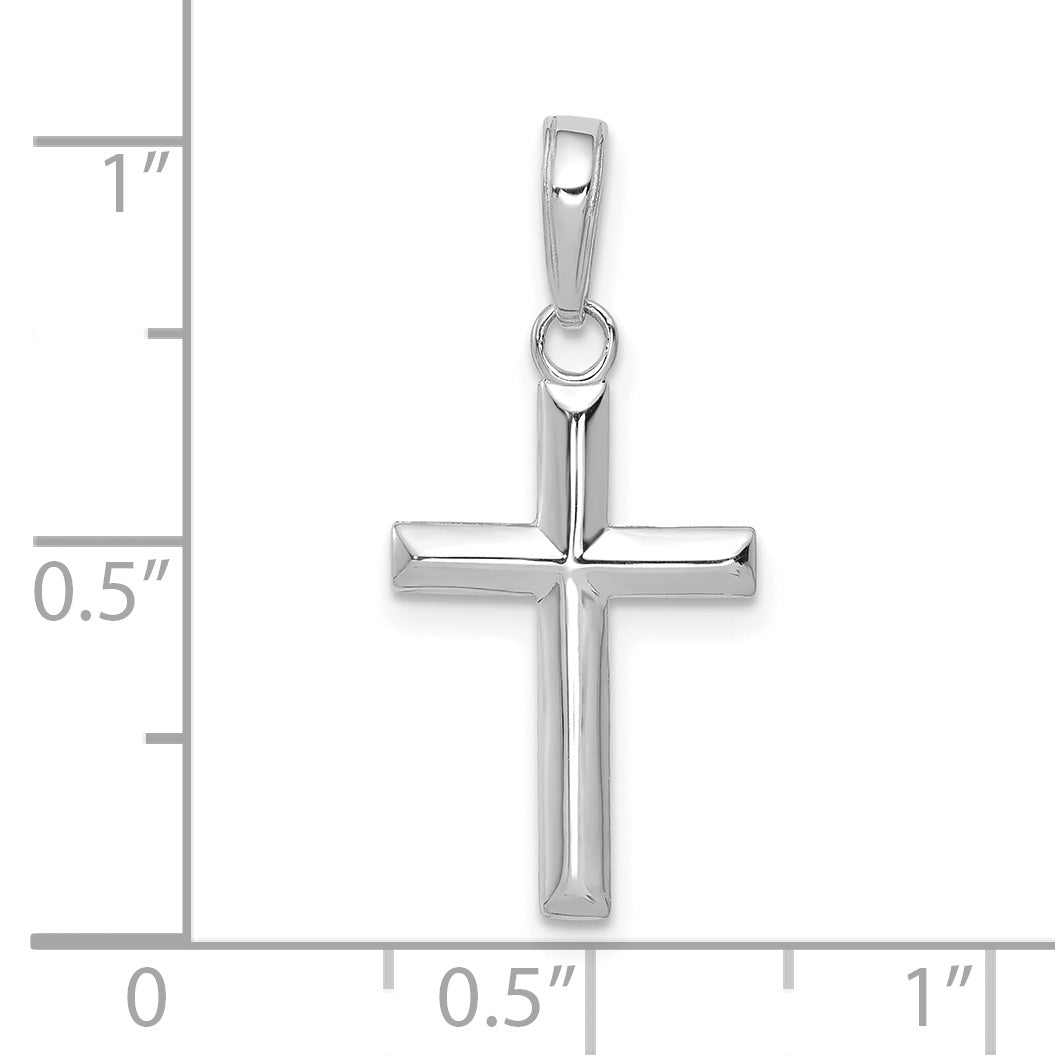 14K White Gold Small Reversible Cross Pendant dimensions