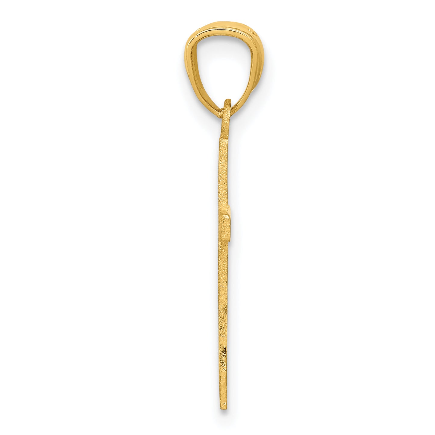 14K yellow gold satin diamond-cut cross pendant – alternate view