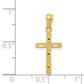 14K yellow gold satin diamond-cut cross pendant – dimensions