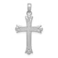 14K White Gold Fleur de Lis Cross Pendant - front view