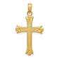 14K Yellow Gold Fleur de Lis Cross Pendant - front view